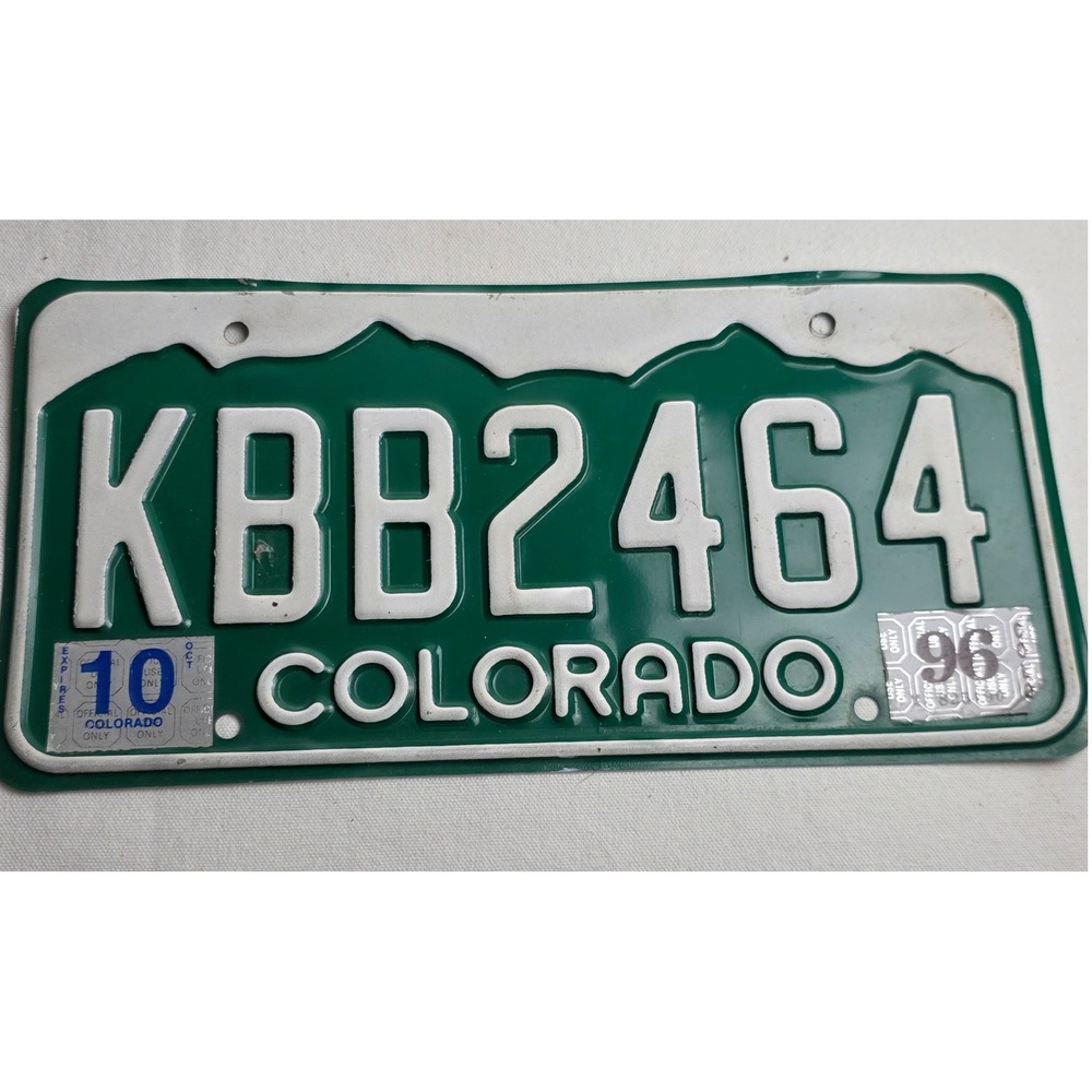 Vintage Colorado License Plate Green Mountain KBB2464 Expired 1996 Metal Sign